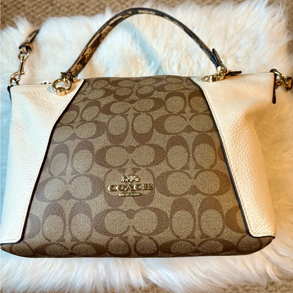 Coach Brown and Cream Shoulder Bag